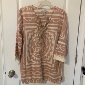 Soft Surroundings Beige and White Tunic